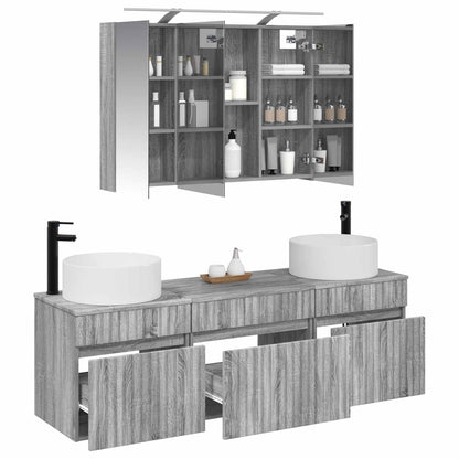 Bathroom Cabinet Set 4 pcs 100 x 14.5 x 70 cm Grey Sonoma