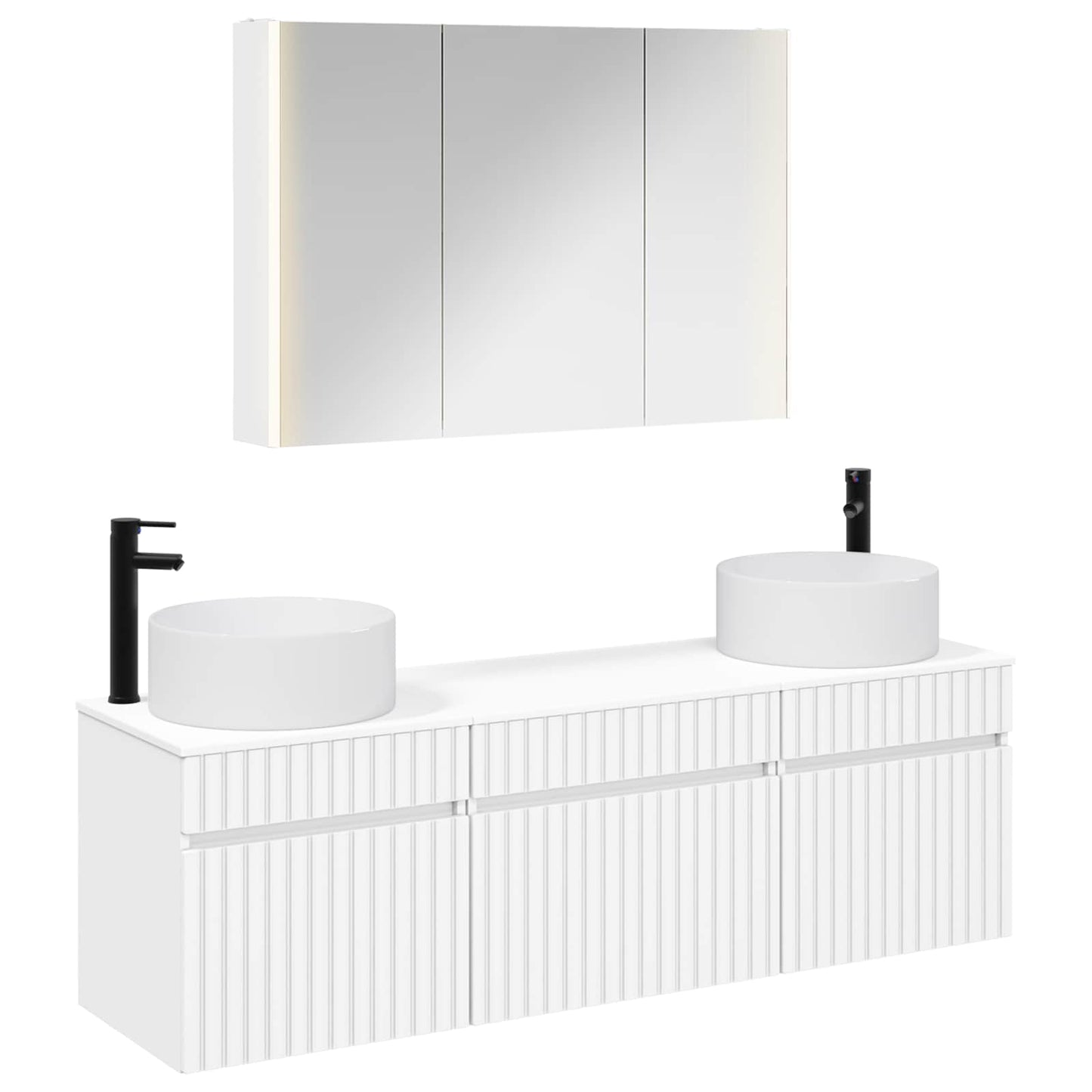 vidaXL Bathroom Cabinet Set 4 pcs White Engineered Wood 2