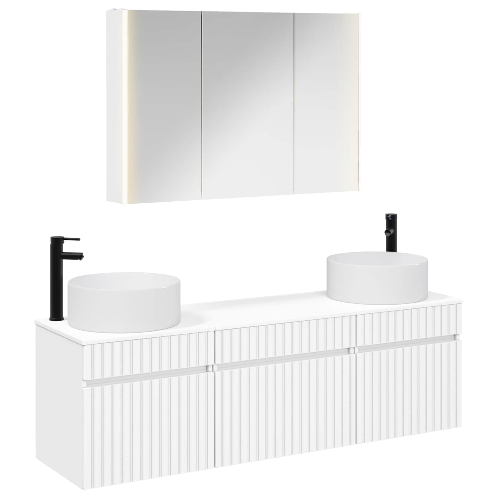 vidaXL Bathroom Cabinet Set 4 pcs White Engineered Wood 2