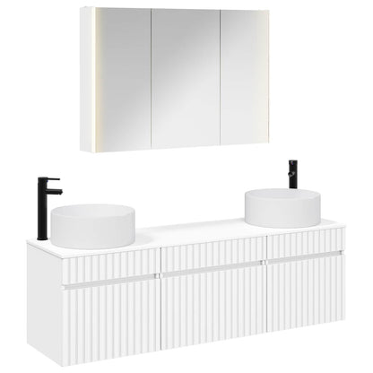 vidaXL Bathroom Cabinet Set 4 pcs White Engineered Wood 2