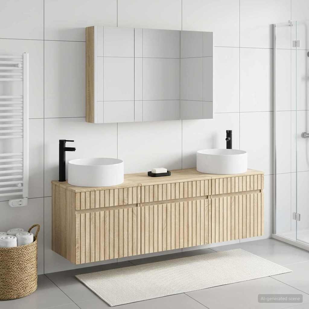vidaXL Bathroom Cabinet Set 4 pcs Sonoma Oak Engineered Wood 4