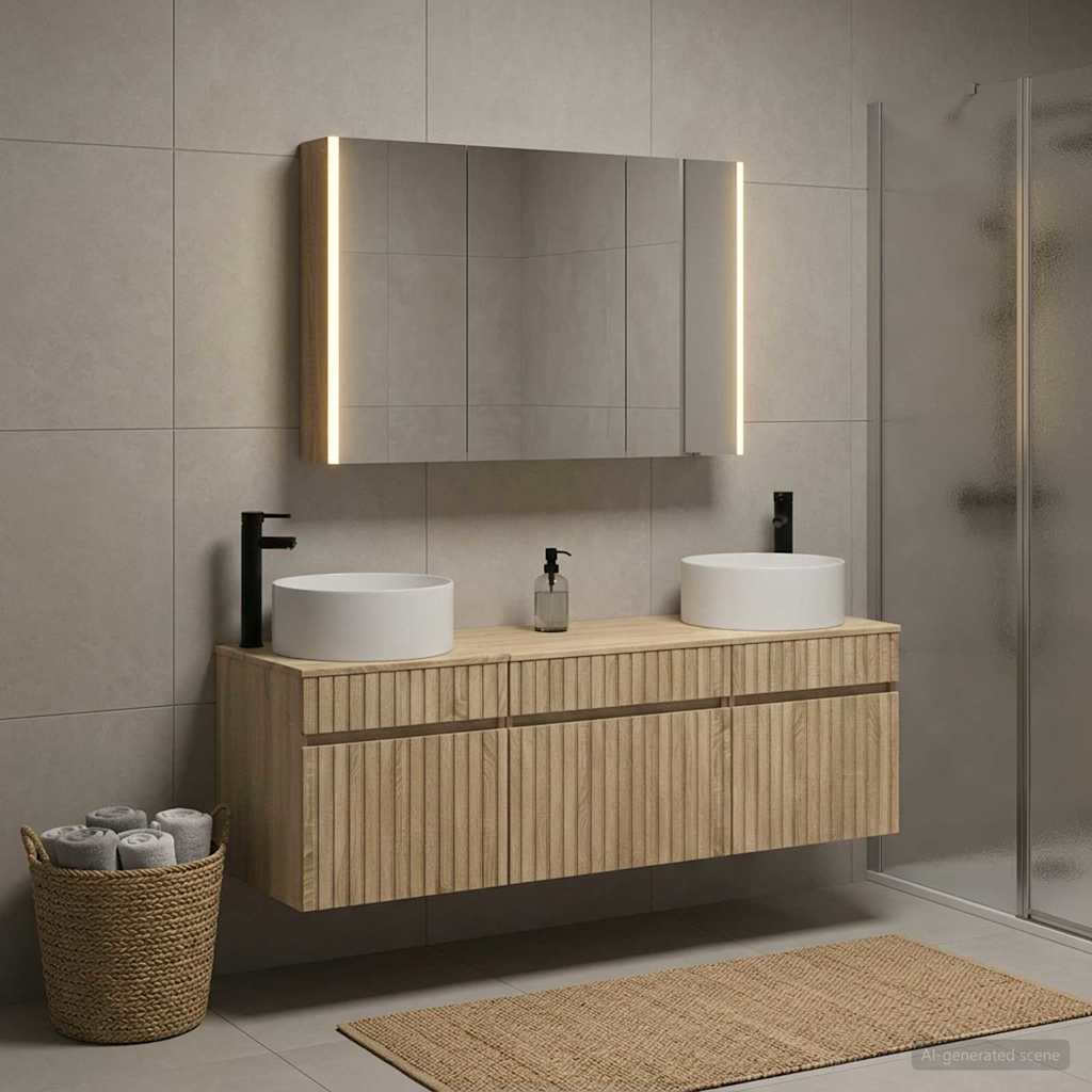 vidaXL Bathroom Cabinet Set 4 pcs Sonoma Oak Engineered Wood 1