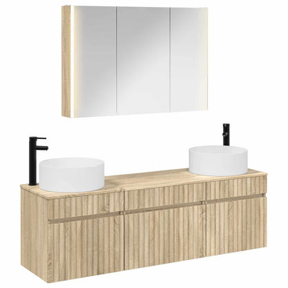 vidaXL Bathroom Cabinet Set 4 pcs Sonoma Oak Engineered Wood 2