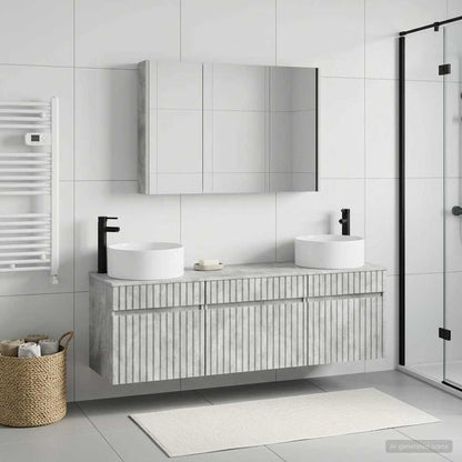vidaXL Bathroom Cabinet Set 4 pcs Concrete Grey Engineered Wood 4