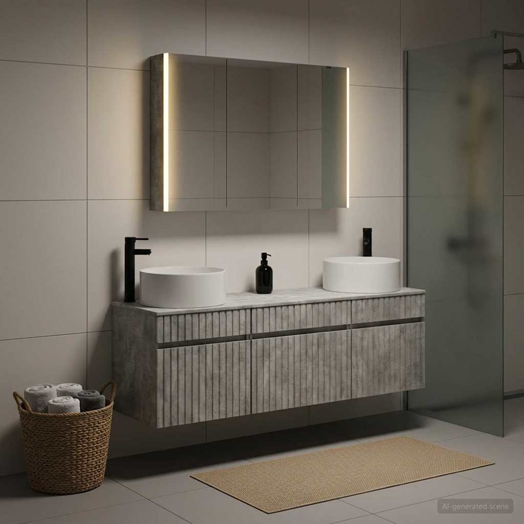 vidaXL Bathroom Cabinet Set 4 pcs Concrete Grey Engineered Wood 1