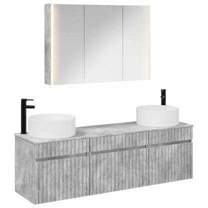vidaXL Bathroom Cabinet Set 4 pcs Concrete Grey Engineered Wood 2