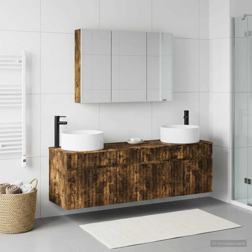 vidaXL Bathroom Cabinet Set 4 pcs Smoked Oak Engineered Wood