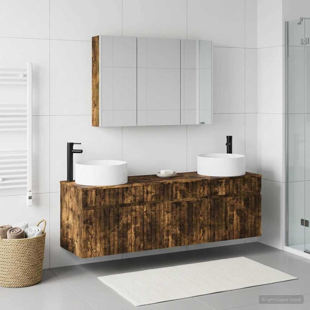 vidaXL Bathroom Cabinet Set 4 pcs Smoked Oak Engineered Wood 1
