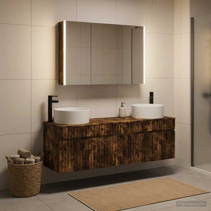 vidaXL Bathroom Cabinet Set 4 pcs Smoked Oak Engineered Wood 4