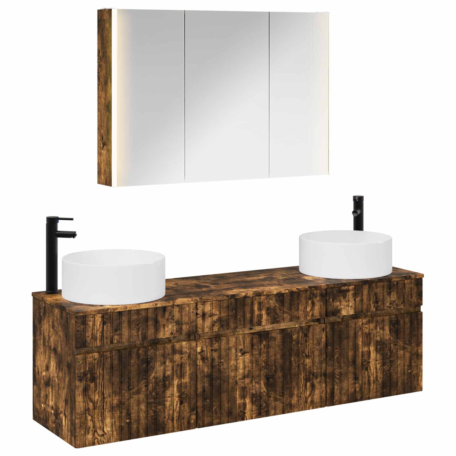 vidaXL Bathroom Cabinet Set 4 pcs Smoked Oak Engineered Wood 2