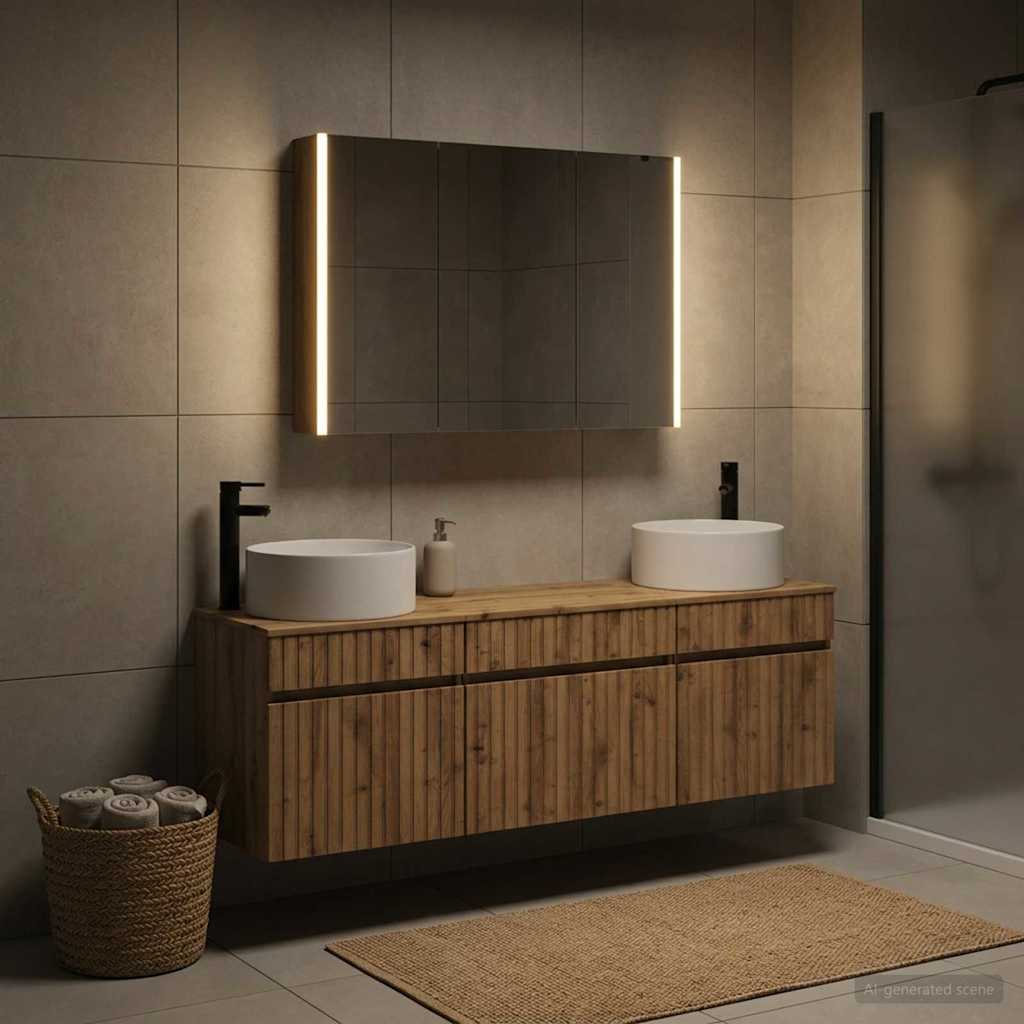 vidaXL Bathroom Cabinet Set 4 pcs Artisan Oak Engineered Wood 4