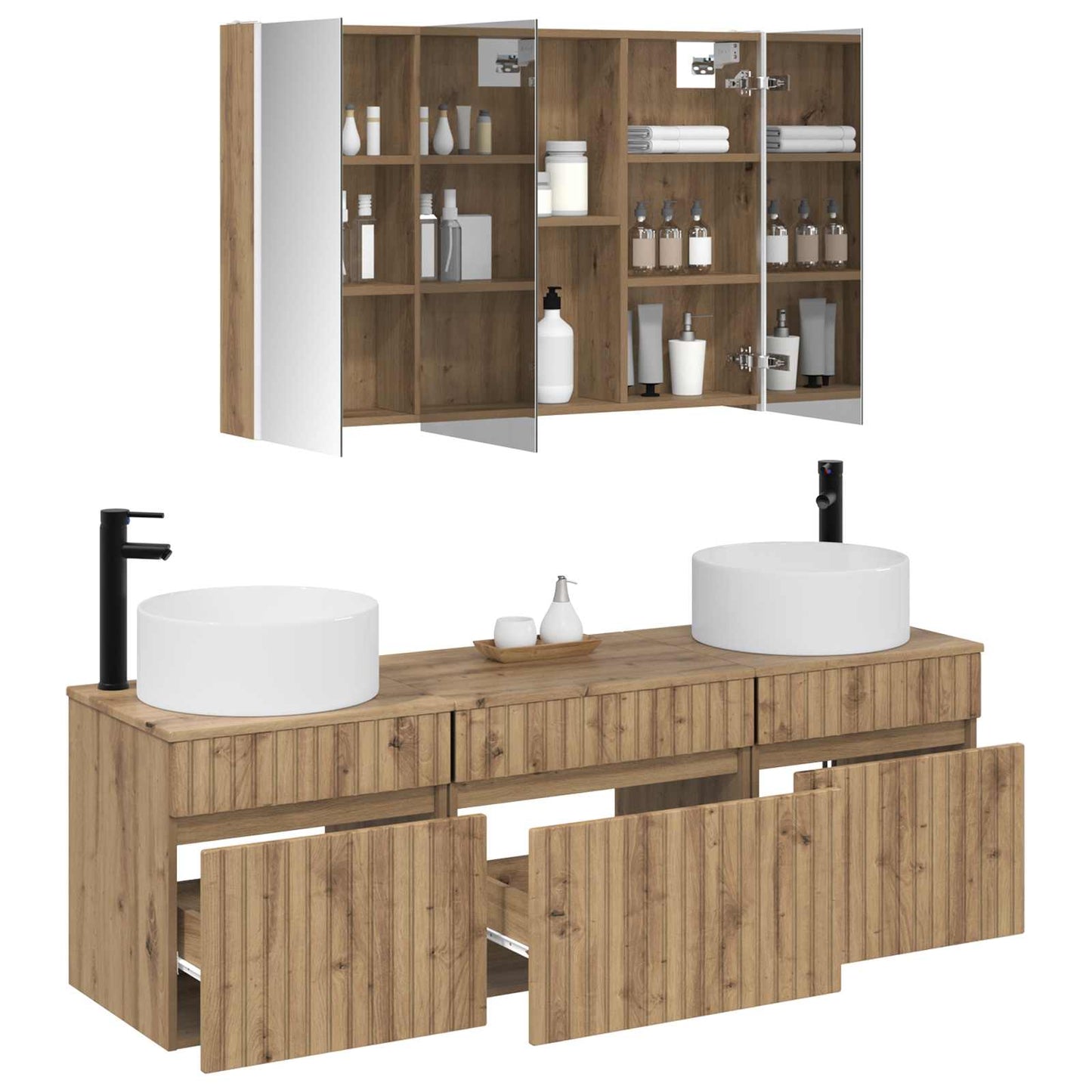 vidaXL Bathroom Cabinet Set 4 pcs Artisan Oak Engineered Wood 3