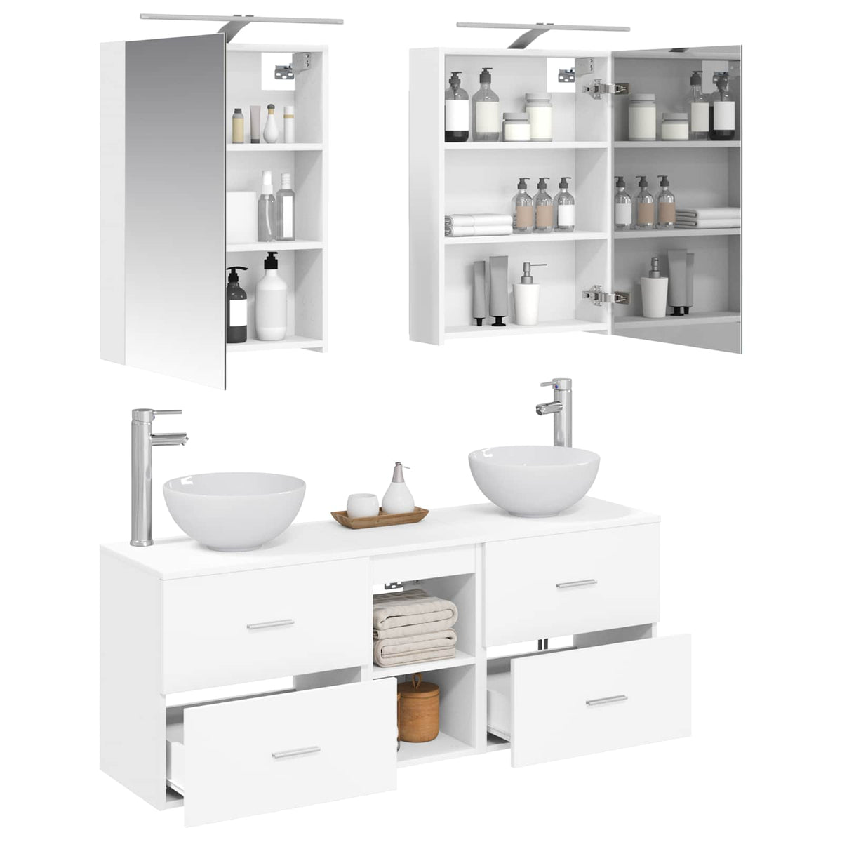 Bathroom Cabinet Set 5 pcs 50 x 14.5 x 70 cm White