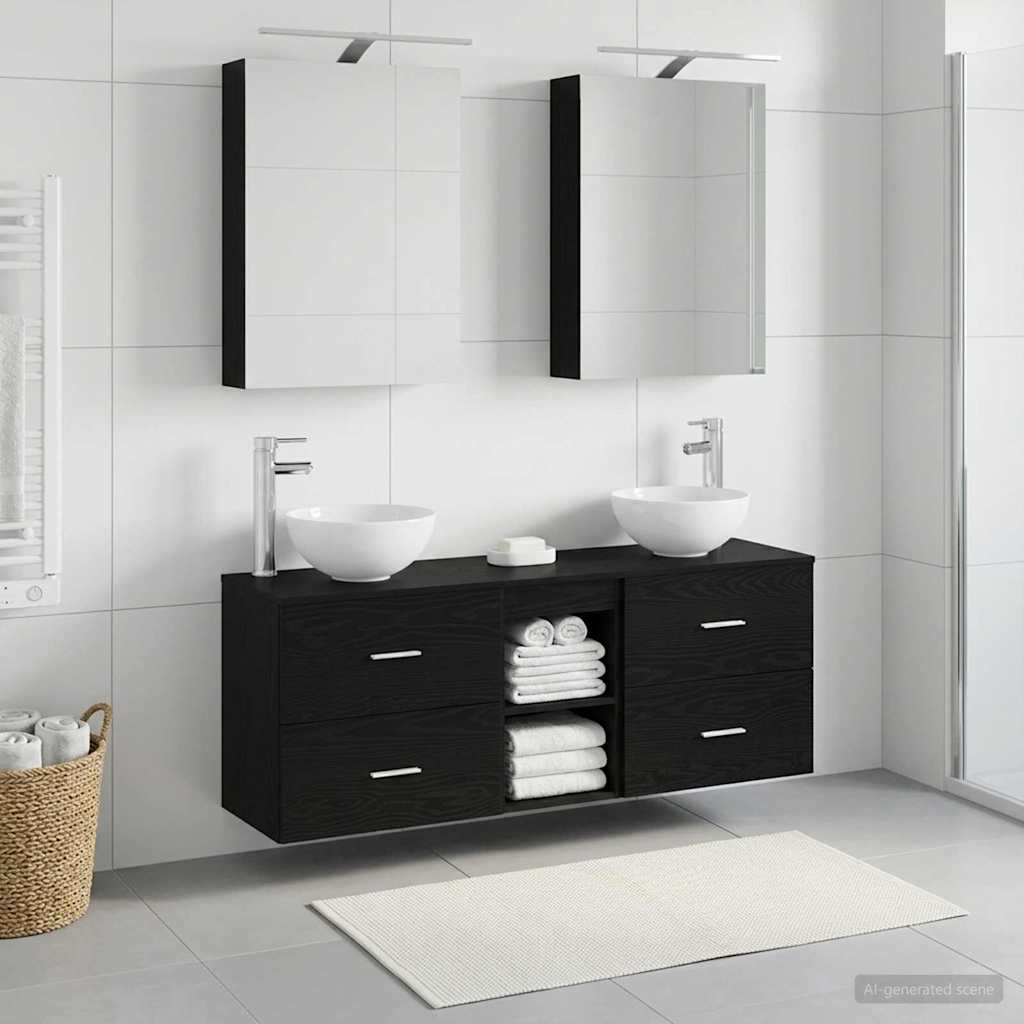 vidaXL Bathroom Cabinet Set 5 pcs Black Oak Engineered Wood 1