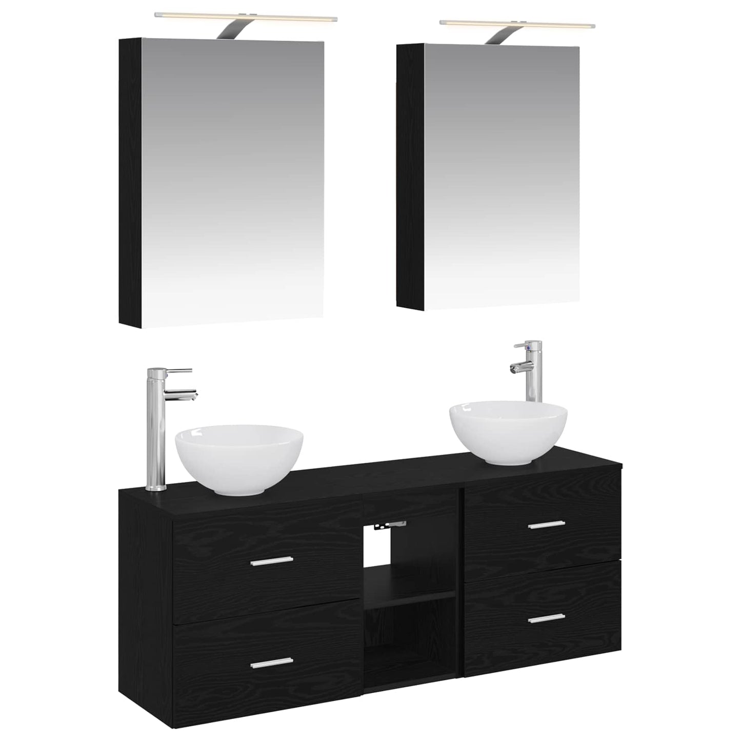 vidaXL Bathroom Cabinet Set 5 pcs Black Oak Engineered Wood 2
