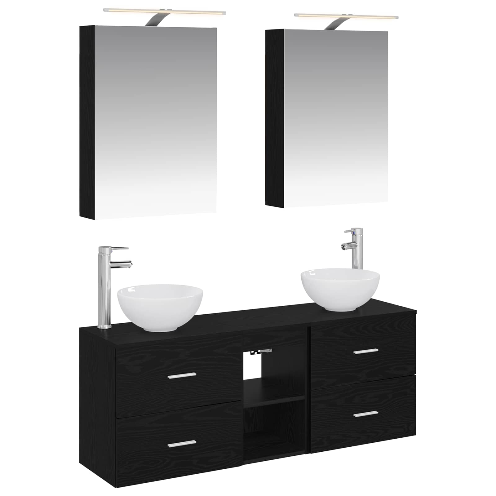 vidaXL Bathroom Cabinet Set 5 pcs Black Oak Engineered Wood 2