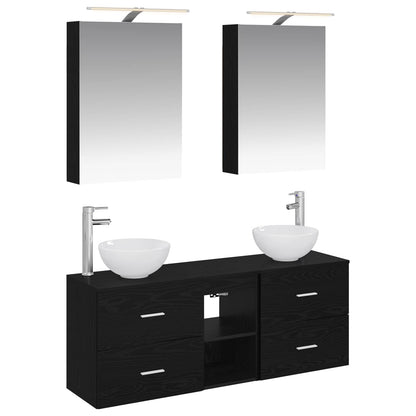 vidaXL Bathroom Cabinet Set 5 pcs Black Oak Engineered Wood 2