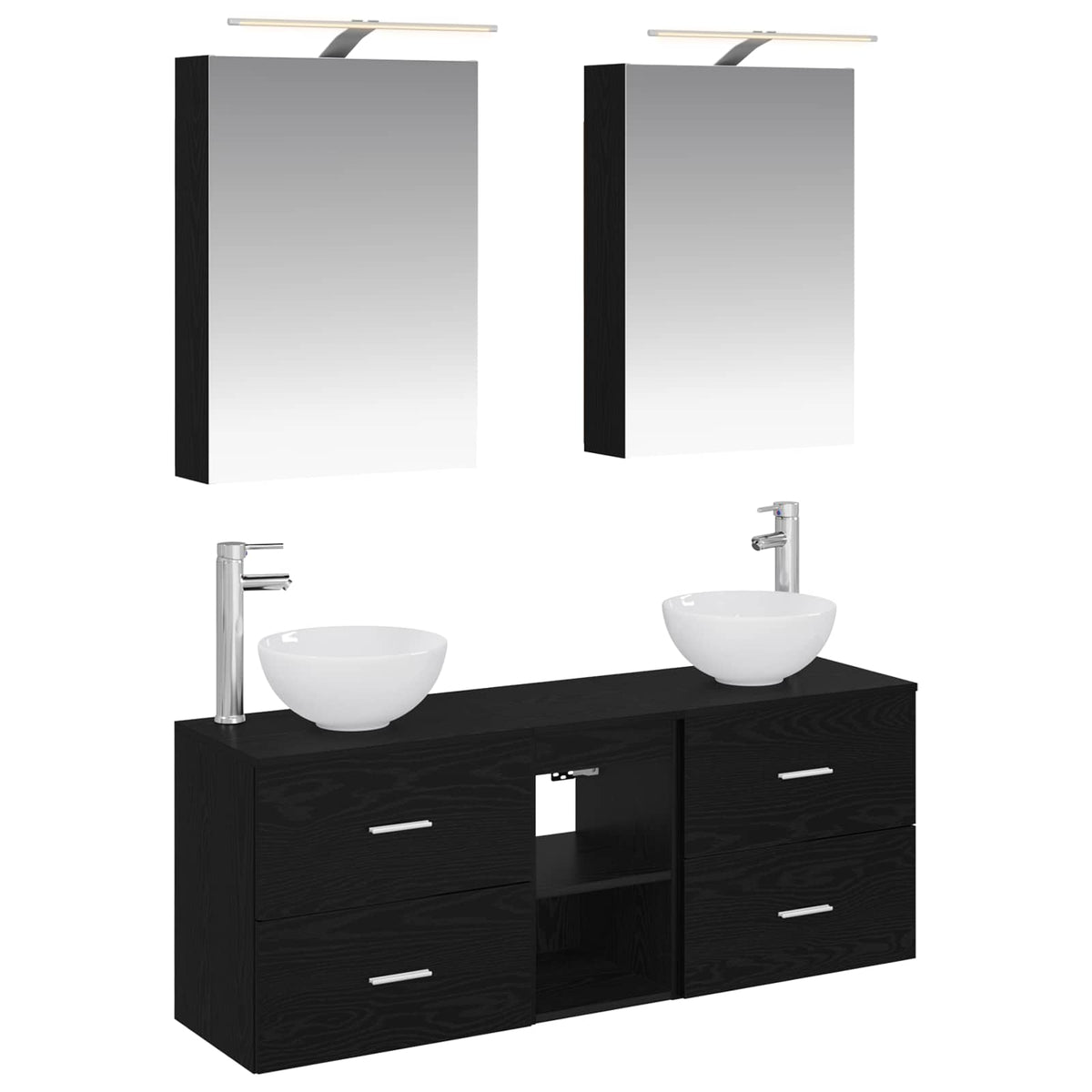 Bathroom Cabinet Set 5 pcs 50 x 14.5 x 70 cm Black oak