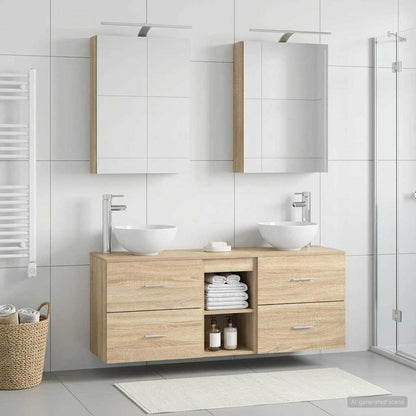 vidaXL Bathroom Cabinet Set 5 pcs Sonoma Oak Engineered Wood 4