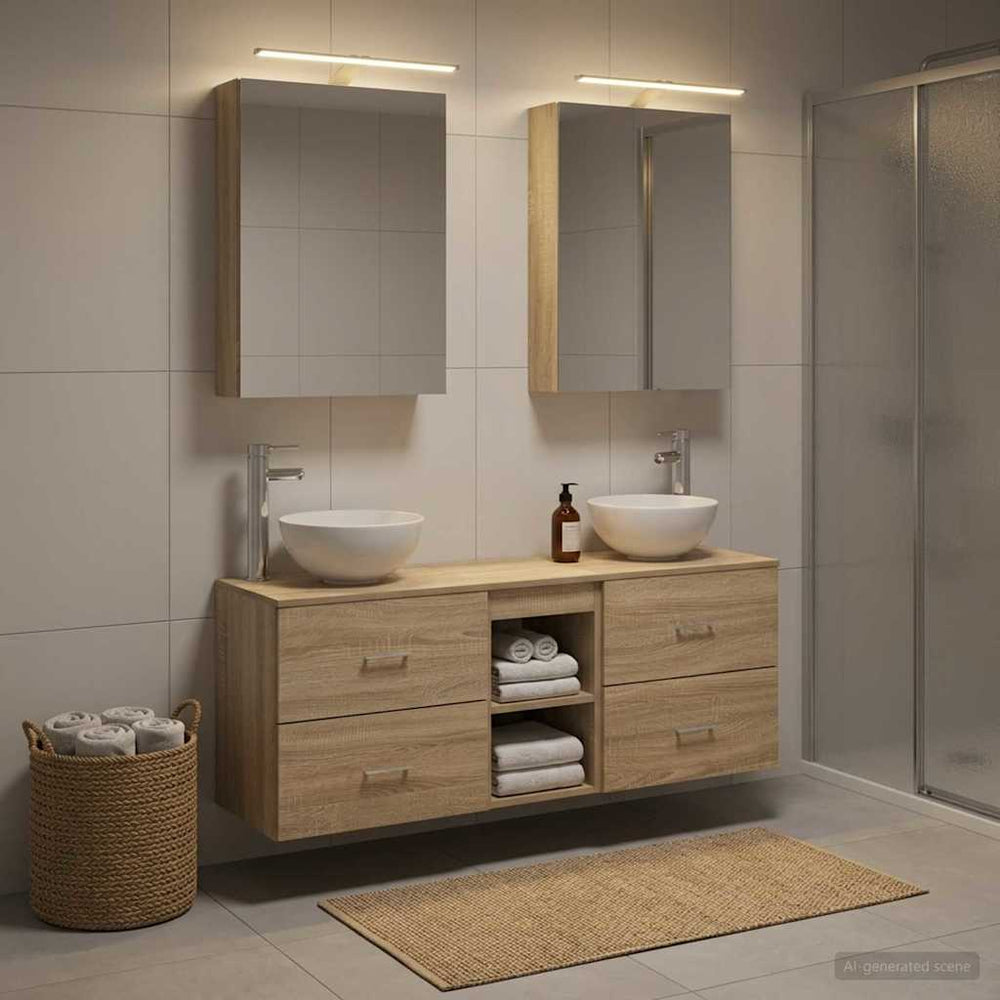 vidaXL Bathroom Cabinet Set 5 pcs Sonoma Oak Engineered Wood