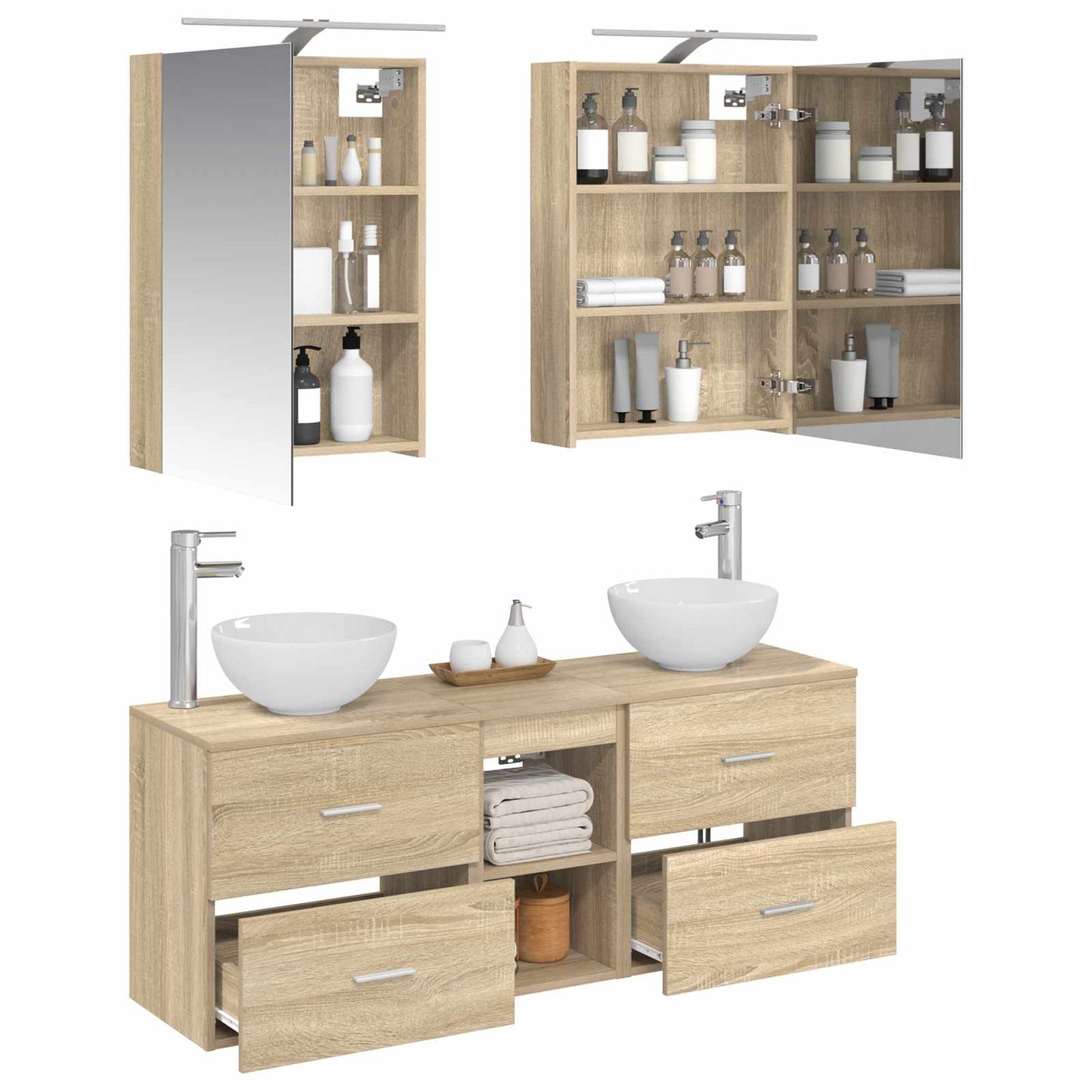 vidaXL Bathroom Cabinet Set 5 pcs Sonoma Oak Engineered Wood 3