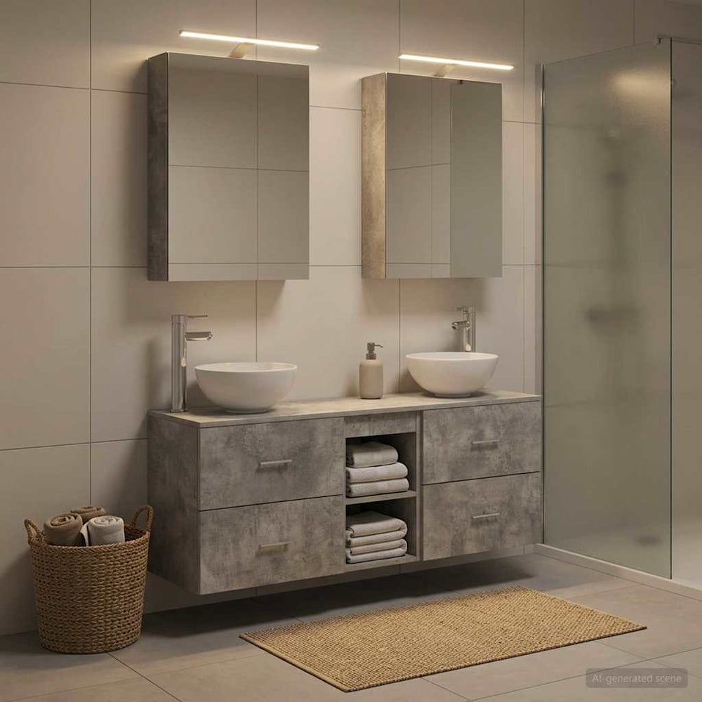 vidaXL Bathroom Cabinet Set 5 pcs Concrete Grey Engineered Wood
