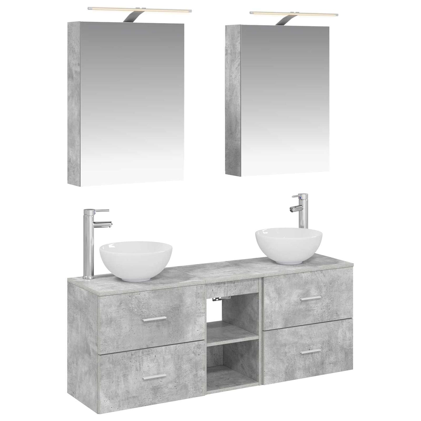 vidaXL Bathroom Cabinet Set 5 pcs Concrete Grey Engineered Wood 2