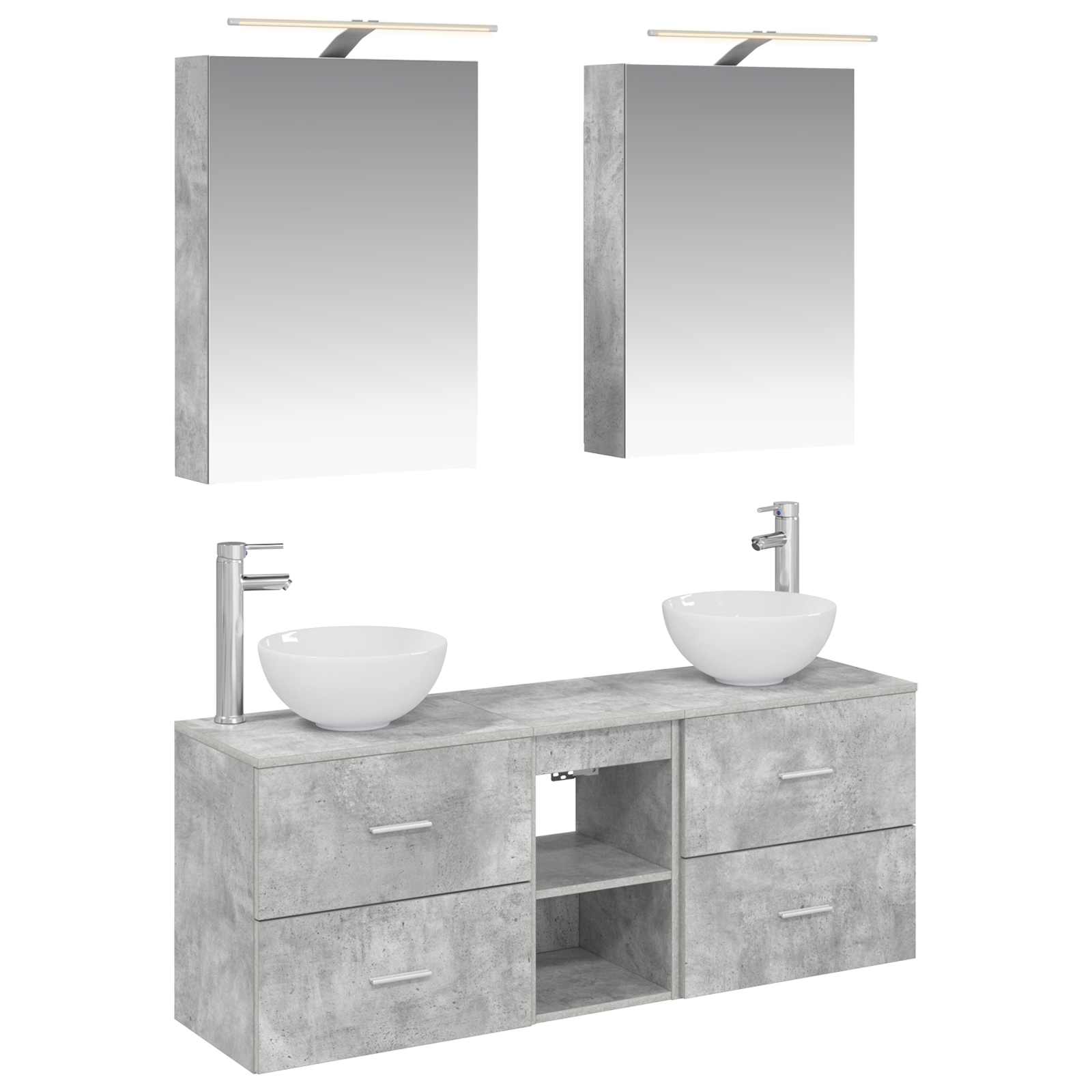 vidaXL Bathroom Cabinet Set 5 pcs Concrete Grey Engineered Wood 2