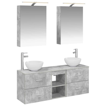vidaXL Bathroom Cabinet Set 5 pcs Concrete Grey Engineered Wood 2