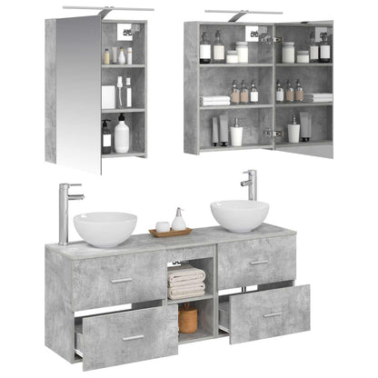 vidaXL Bathroom Cabinet Set 5 pcs Concrete Grey Engineered Wood 3