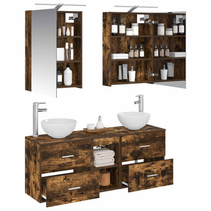 vidaXL Bathroom Cabinet Set 5 pcs Smoked Oak Engineered Wood 3