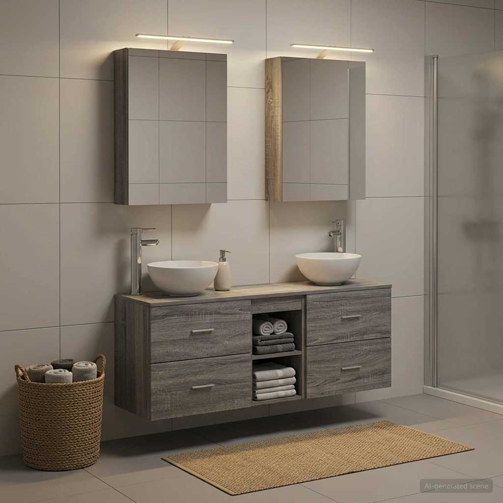 vidaXL Bathroom Cabinet Set 5 pcs Grey Sonoma Engineered Wood 1