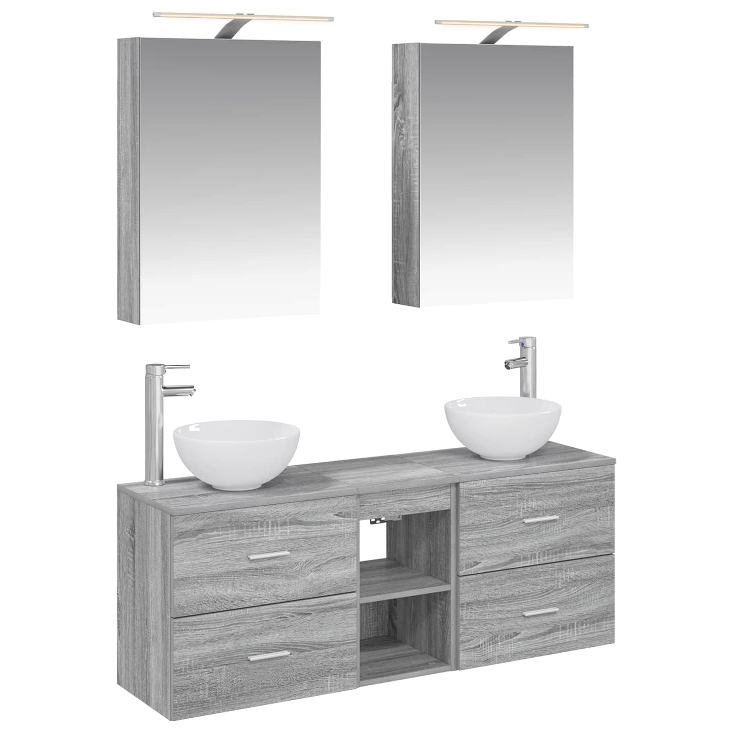 vidaXL Bathroom Cabinet Set 5 pcs Grey Sonoma Engineered Wood 2