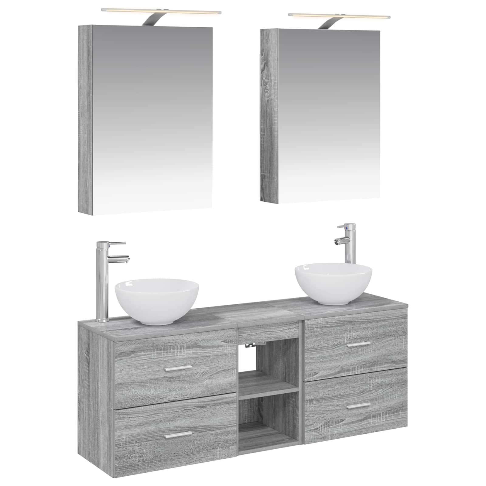 vidaXL Bathroom Cabinet Set 5 pcs Grey Sonoma Engineered Wood 2