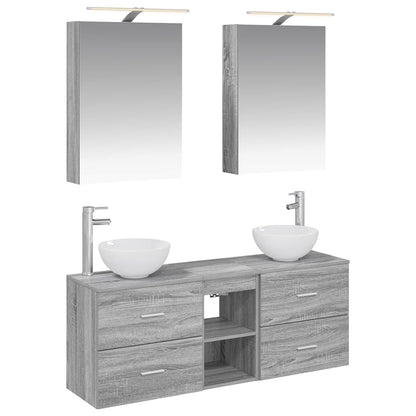 vidaXL Bathroom Cabinet Set 5 pcs Grey Sonoma Engineered Wood 2