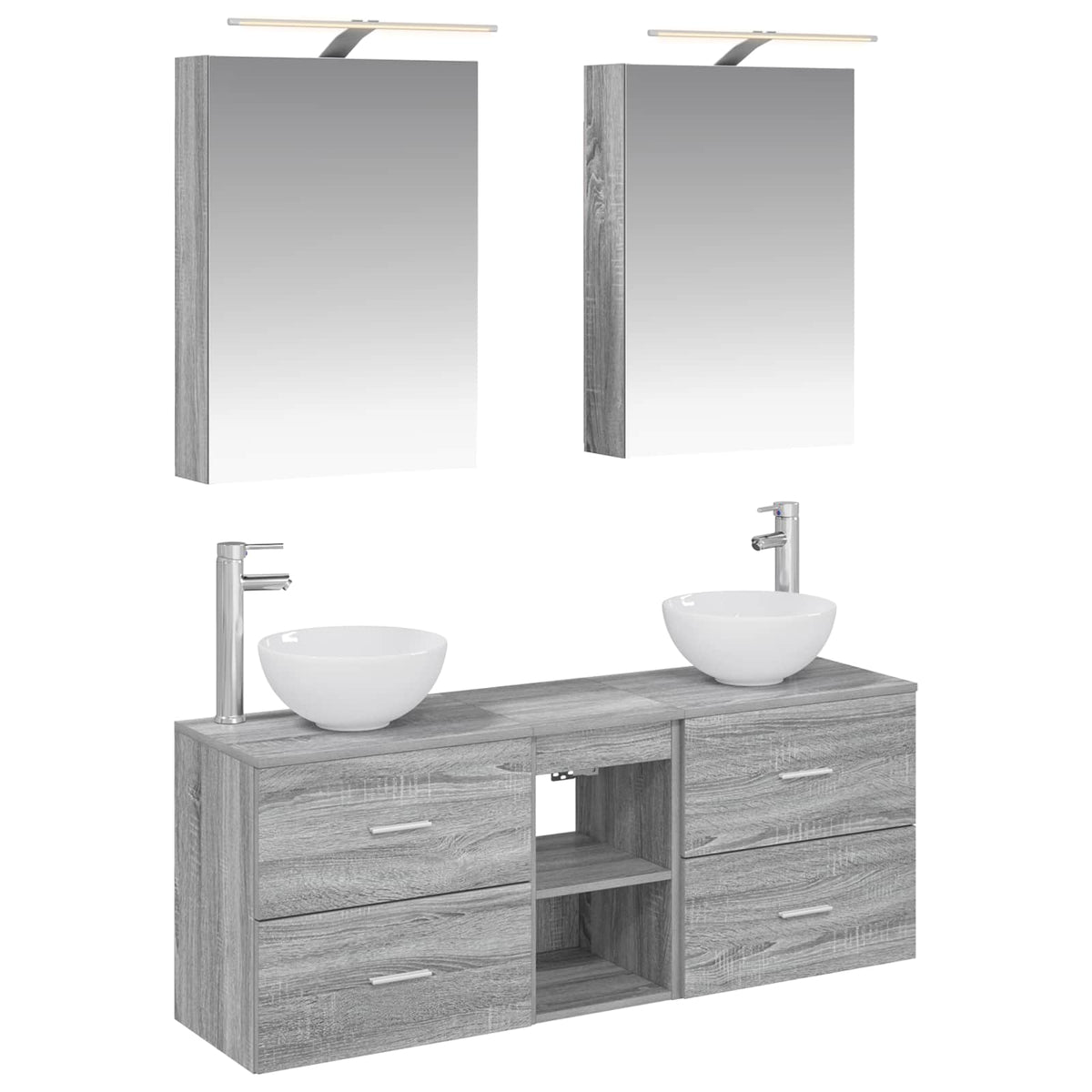 Bathroom Cabinet Set 5 pcs 50 x 14.5 x 70 cm Grey Sonoma
