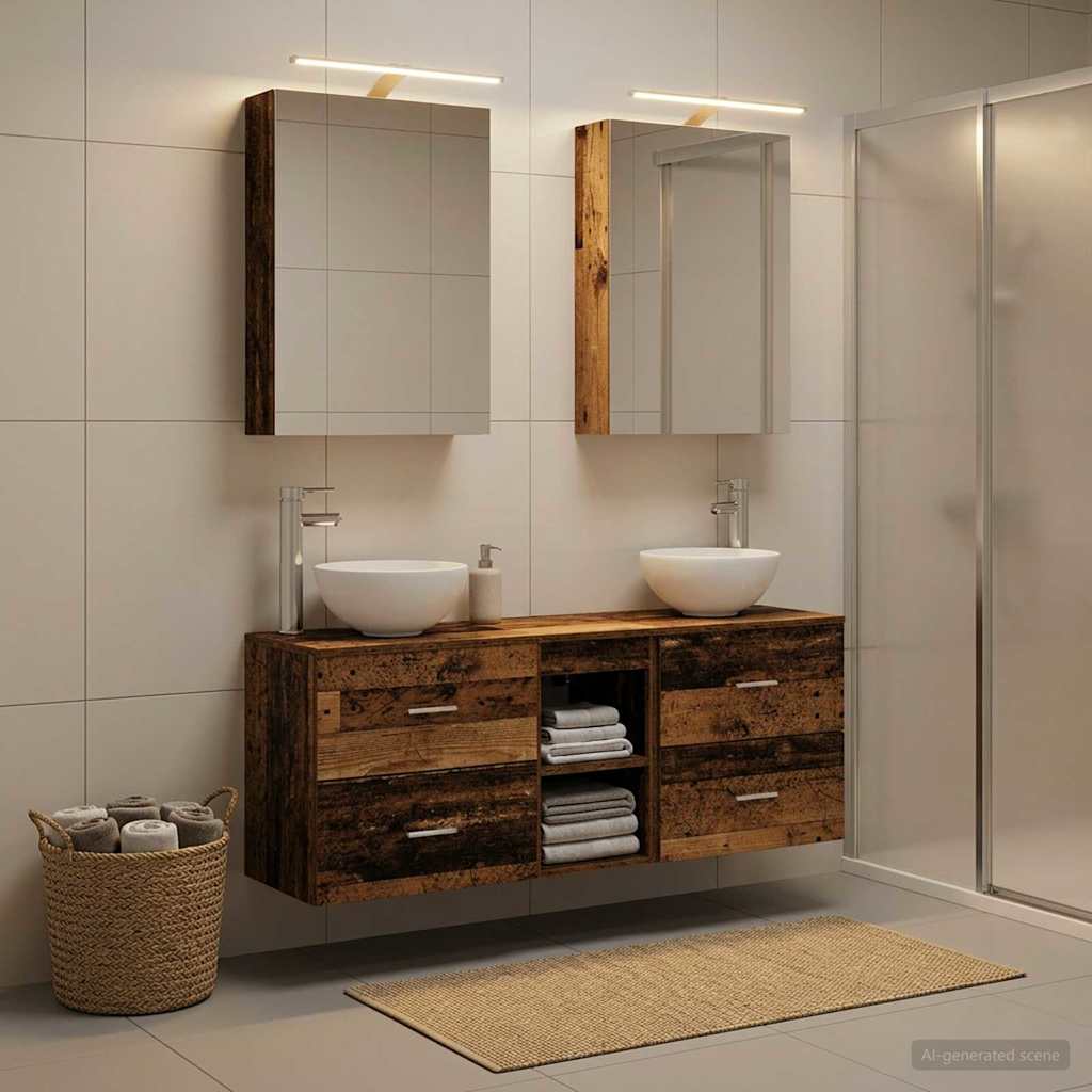 vidaXL Bathroom Cabinet Set 5 pcs Old Wood Engineered Wood 1