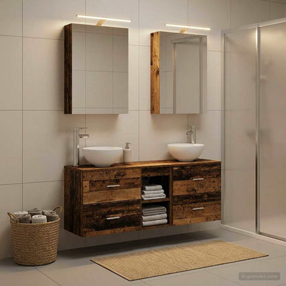vidaXL Bathroom Cabinet Set 5 pcs Old Wood Engineered Wood 1