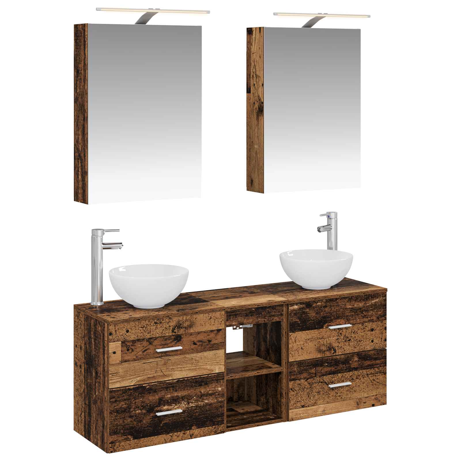 vidaXL Bathroom Cabinet Set 5 pcs Old Wood Engineered Wood 2