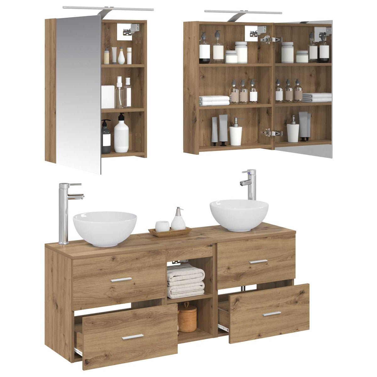 Bathroom Cabinet Set 5 pcs 50 x 14.5 x 70 cm Artisan oak