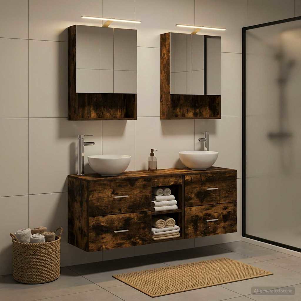 vidaXL Bathroom Cabinet Set 5 pcs Smoked Oak Engineered Wood 1