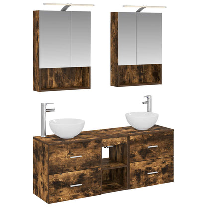 vidaXL Bathroom Cabinet Set 5 pcs Smoked Oak Engineered Wood 2