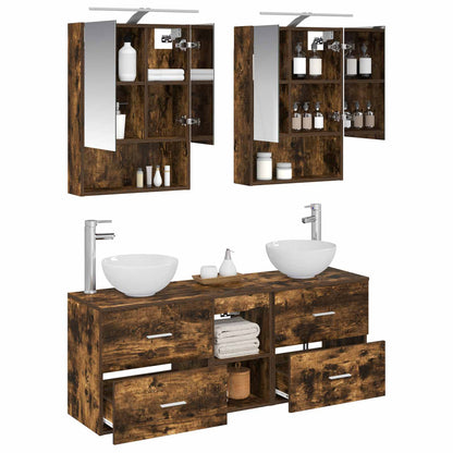 vidaXL Bathroom Cabinet Set 5 pcs Smoked Oak Engineered Wood 3