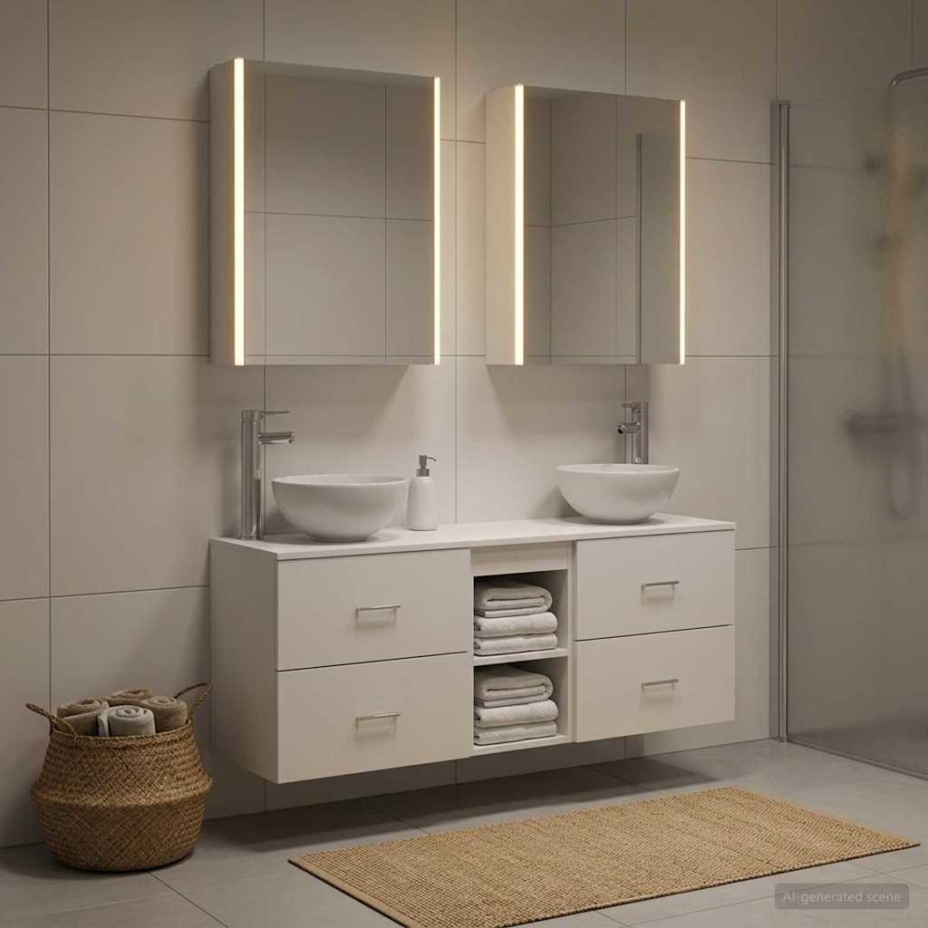 vidaXL Bathroom Cabinet Set 5 pcs White Engineered Wood 1