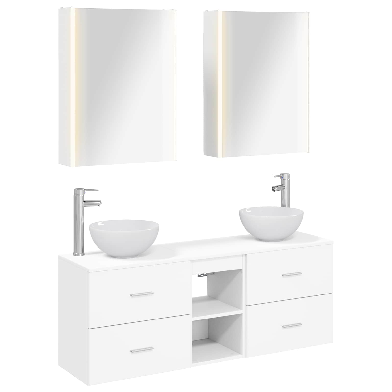 vidaXL Bathroom Cabinet Set 5 pcs White Engineered Wood 2