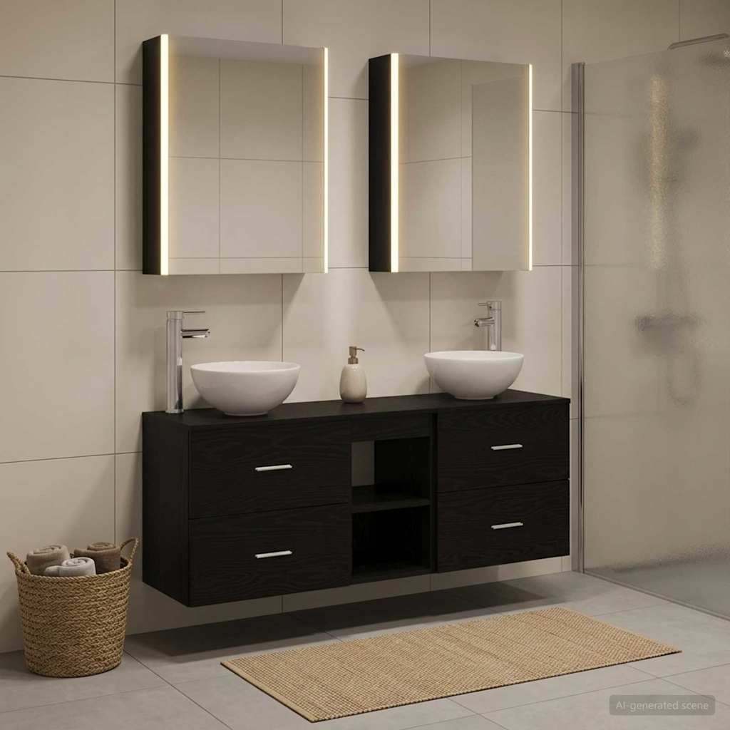 vidaXL Bathroom Cabinet Set 5 pcs Black Oak Engineered Wood 4