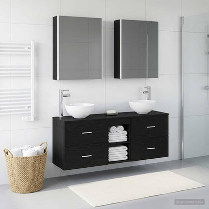 vidaXL Bathroom Cabinet Set 5 pcs Black Oak Engineered Wood 1