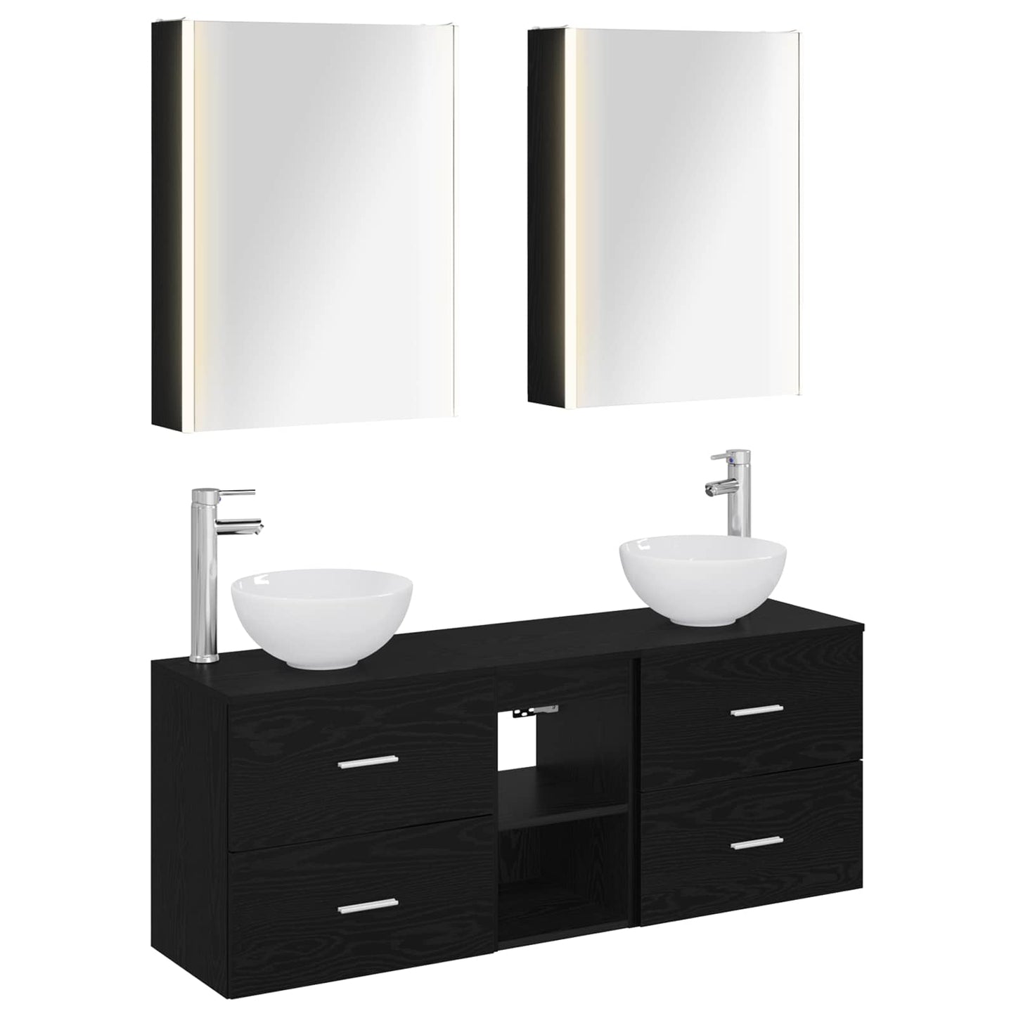 vidaXL Bathroom Cabinet Set 5 pcs Black Oak Engineered Wood 2