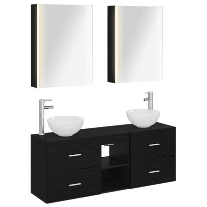 vidaXL Bathroom Cabinet Set 5 pcs Black Oak Engineered Wood 2