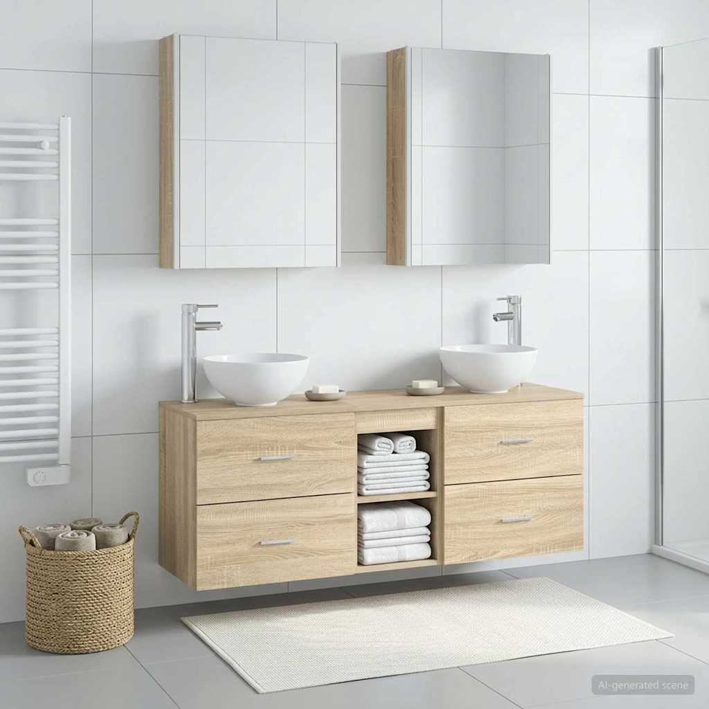 vidaXL Bathroom Cabinet Set 5 pcs Sonoma Oak Engineered Wood 4